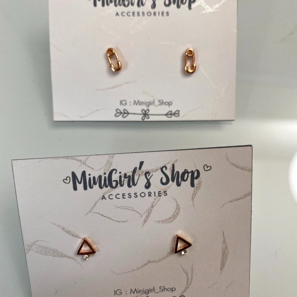 Two (2) Pair Rose Gold Earring Studs Set